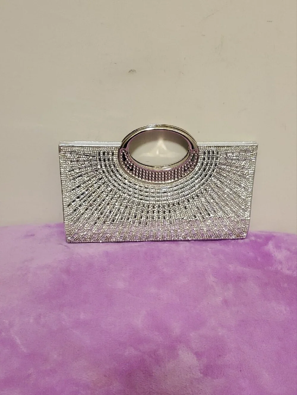 PrettyLittleThing Silver Crystal Embellished Clutch